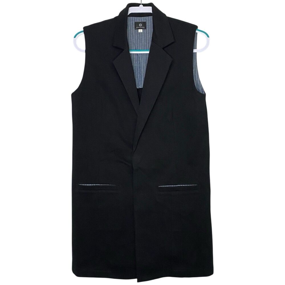 AG Adriano Goldschmied Vest Womens Small Black Longline Gilet Pockets Preppy NEW